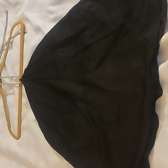 H & M Black Satin Halter with Rhinestone Neck Strap, Size: XL, NWT - Picture 8 of 11